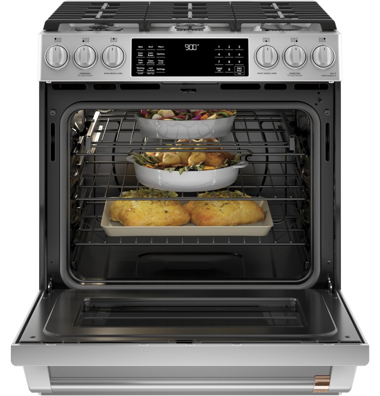 CAFÉ™ 30" Smart Slide-In, Front-Control, Dual-Fuel Range with Warming Drawer view 29