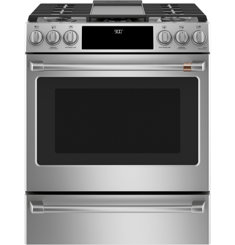 CAFÉ™ 30" Smart Slide-In, Front-Control, Dual-Fuel Range with Warming Drawer view 24