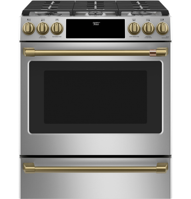 CAFÉ™ 30" Smart Slide-In, Front-Control, Dual-Fuel Range with Warming Drawer view 3