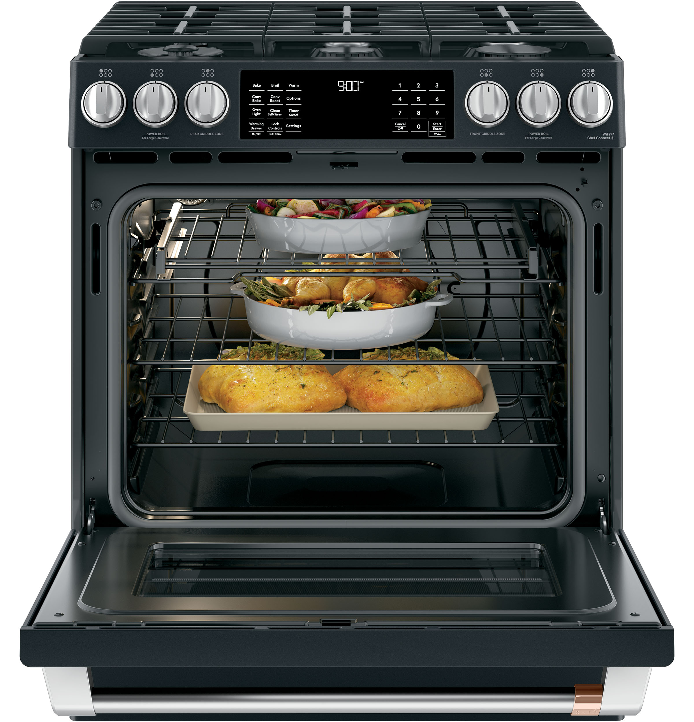 Café 30" Smart Slide-in, Front-control, Dual-fuel Range With Warming Drawer C2S900P3MD1