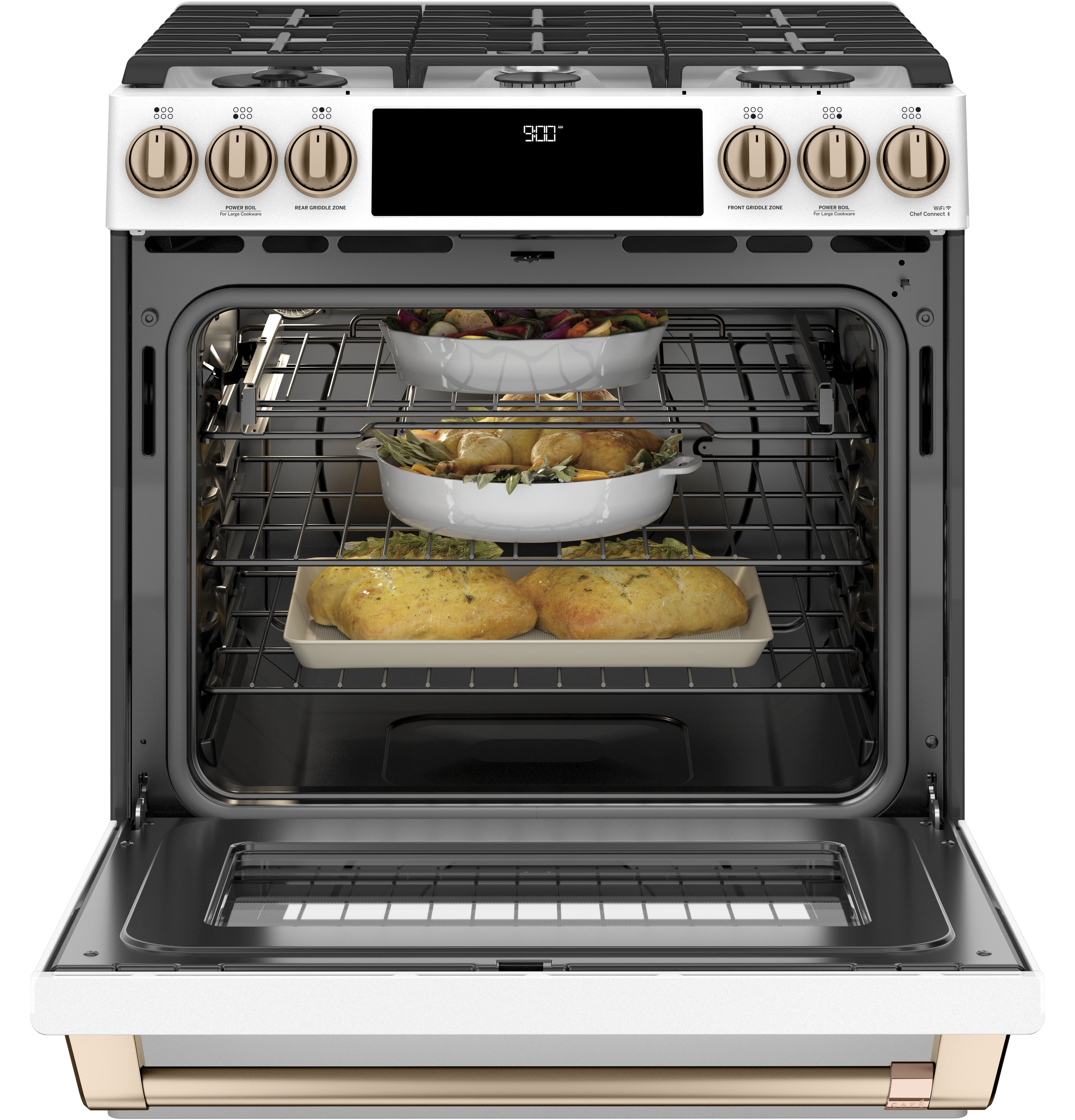 Café 30" Smart Slide-in, Front-control, Dual-fuel Range With Warming Drawer C2S900P4MW2