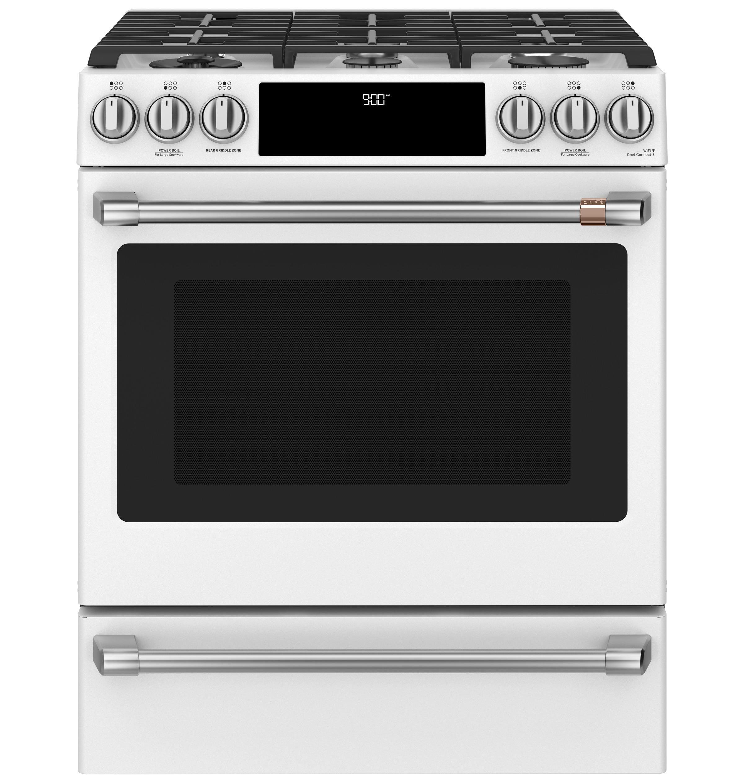 Café 30" Smart Slide-in, Front-control, Dual-fuel Range With Warming Drawer C2S900P4MW2