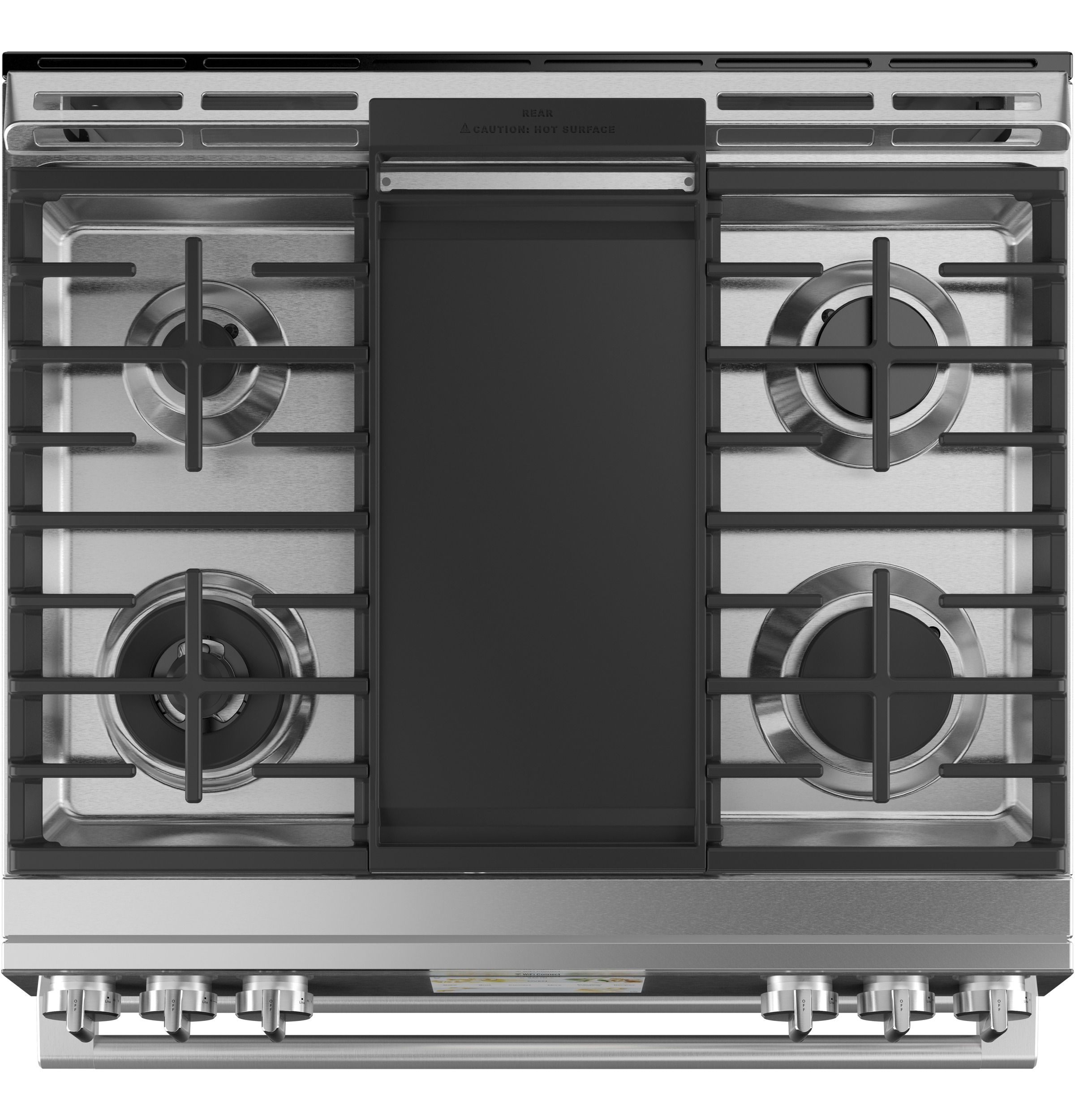 CAFÉ™ 30" Smart Slide-In, Front-Control, Dual-Fuel, Double-Oven Range with Convection in Platinum Glass C2S950M2NS5