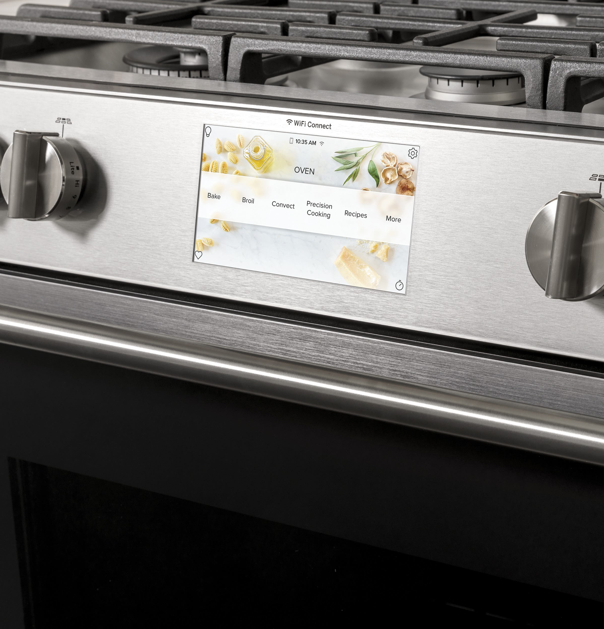 CAFÉ™ 30" Smart Slide-In, Front-Control, Dual-Fuel, Double-Oven Range with Convection in Platinum Glass C2S950M2NS5