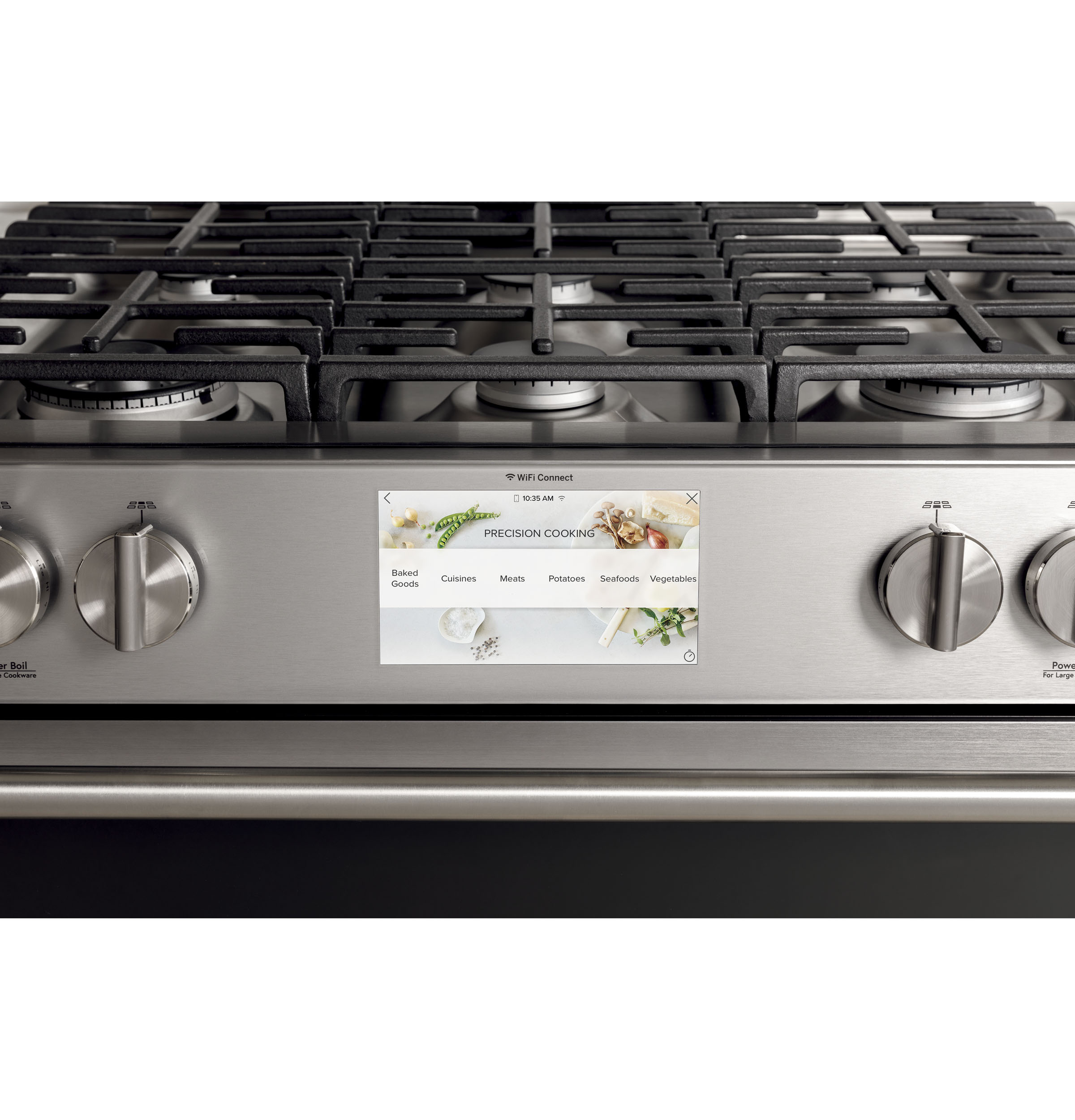 CAFÉ™ 30" Smart Slide-In, Front-Control, Dual-Fuel, Double-Oven Range with Convection in Platinum Glass C2S950M2NS5