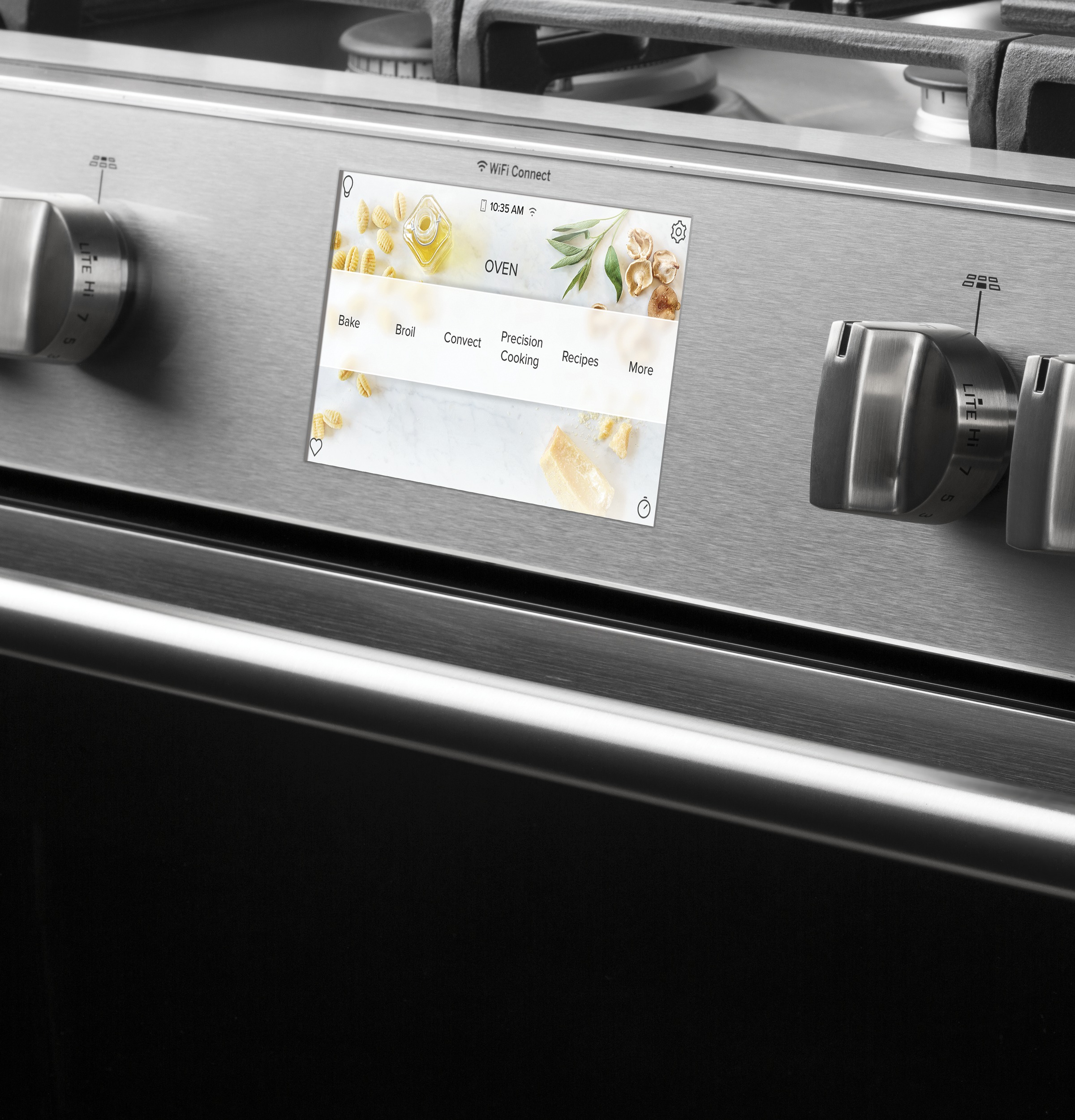 CAFÉ™ 30" Smart Slide-In, Front-Control, Dual-Fuel, Double-Oven Range with Convection in Platinum Glass C2S950M2NS5
