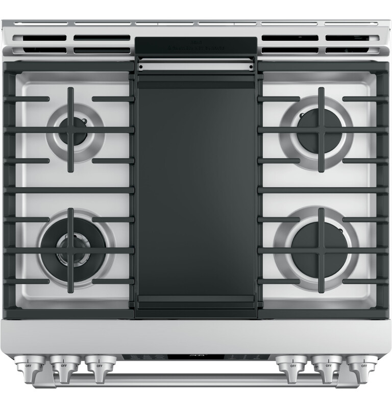 Café Series 30" Slide-in Front Control Dual-fuel Range With Warming Drawer C2S986SELSS