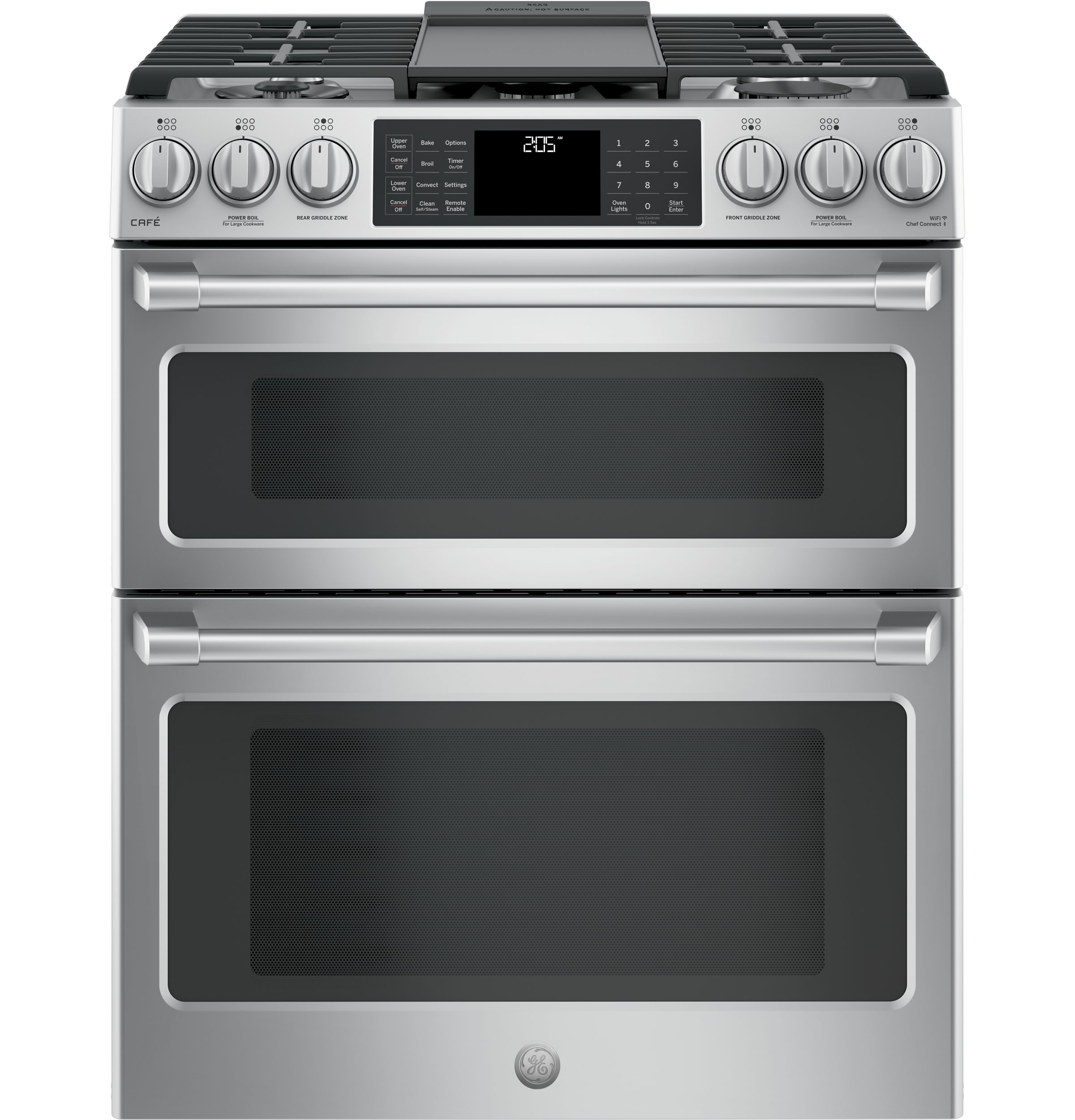 Café Series 30" Slide-in Front Control Dual-fuel Double Oven With Convection Range C2S995SELSS