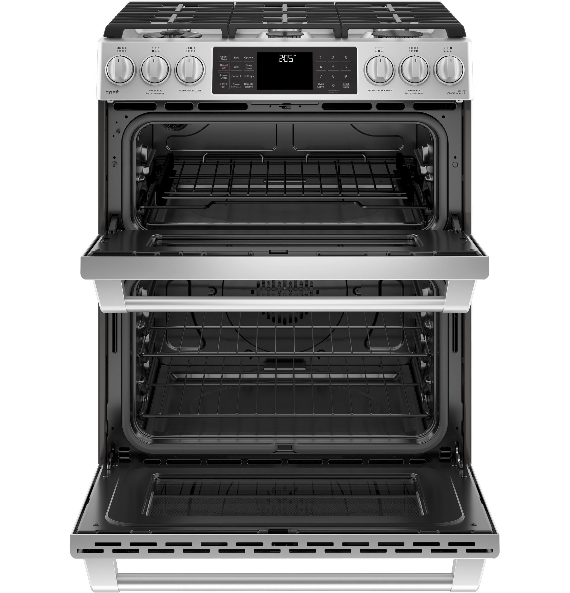 Café Series 30" Slide-in Front Control Dual-fuel Double Oven With Convection Range C2S995SELSS