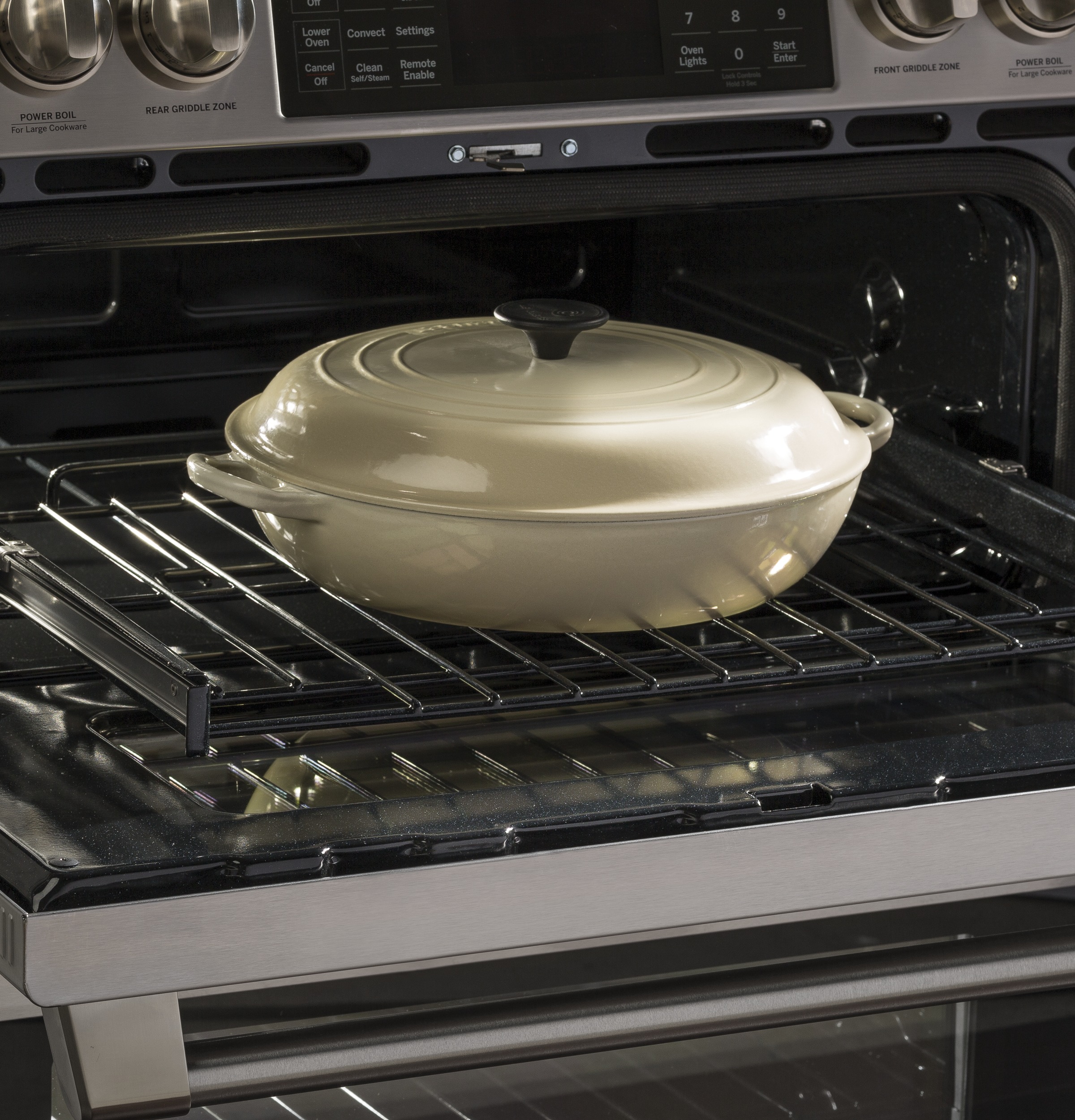 Café Series 30" Slide-in Front Control Dual-fuel Double Oven With Convection Range C2S995SELSS