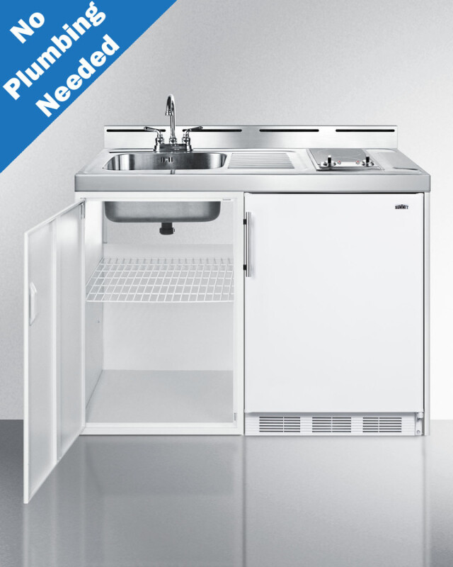 48" Wide All-In-One Kitchenette, No Plumbing Needed C48ELGLASSPUMP