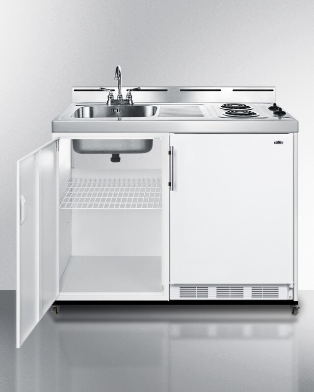 48" Wide Mobile All-In-One Kitchenette, No Plumbing Needed C48ELPUMPMB
