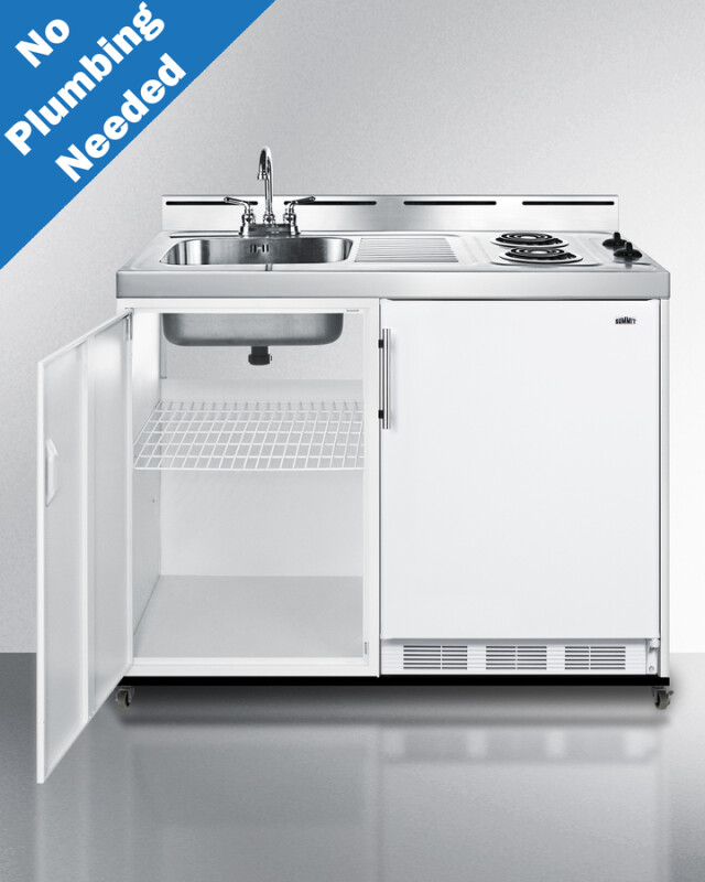 48" Wide Mobile All-In-One Kitchenette, No Plumbing Needed C48ELPUMPMB