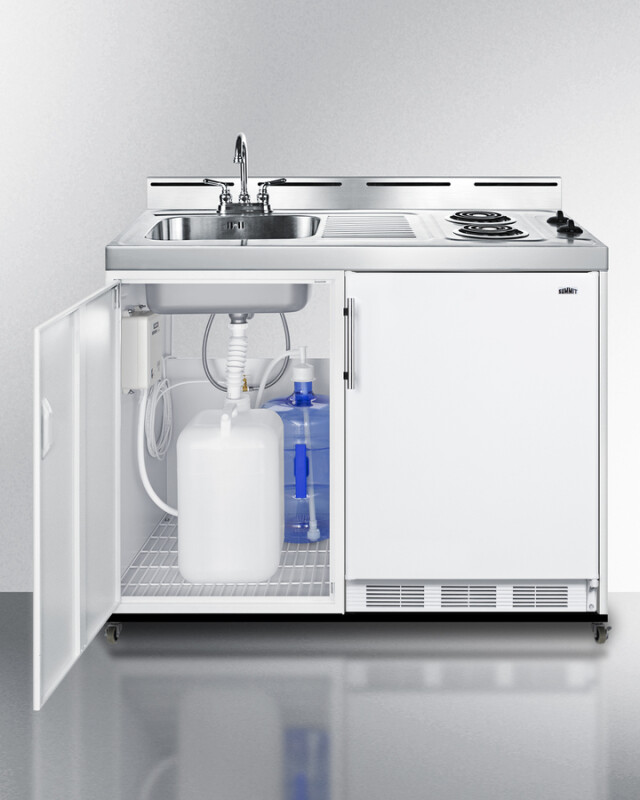 48" Wide Mobile All-In-One Kitchenette, No Plumbing Needed C48ELPUMPMB