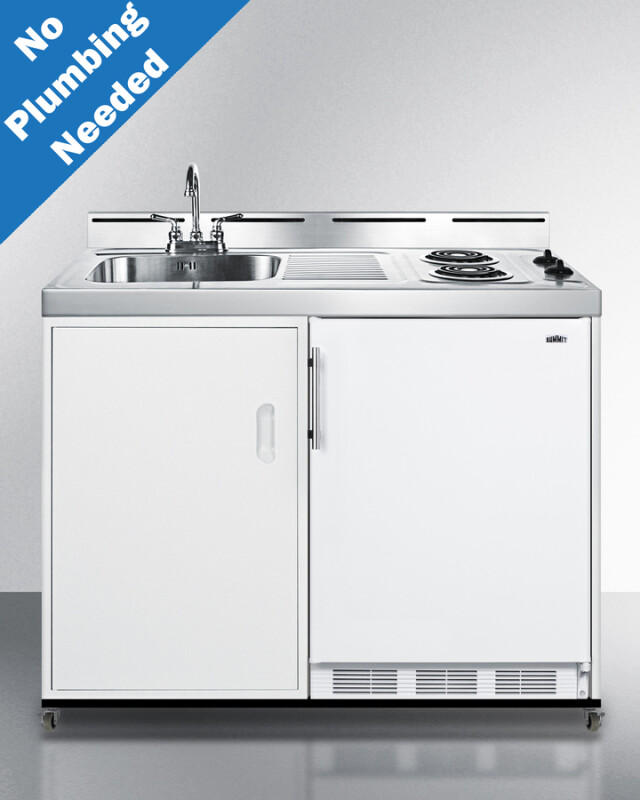 48" Wide Mobile All-In-One Kitchenette, No Plumbing Needed C48ELPUMPMB