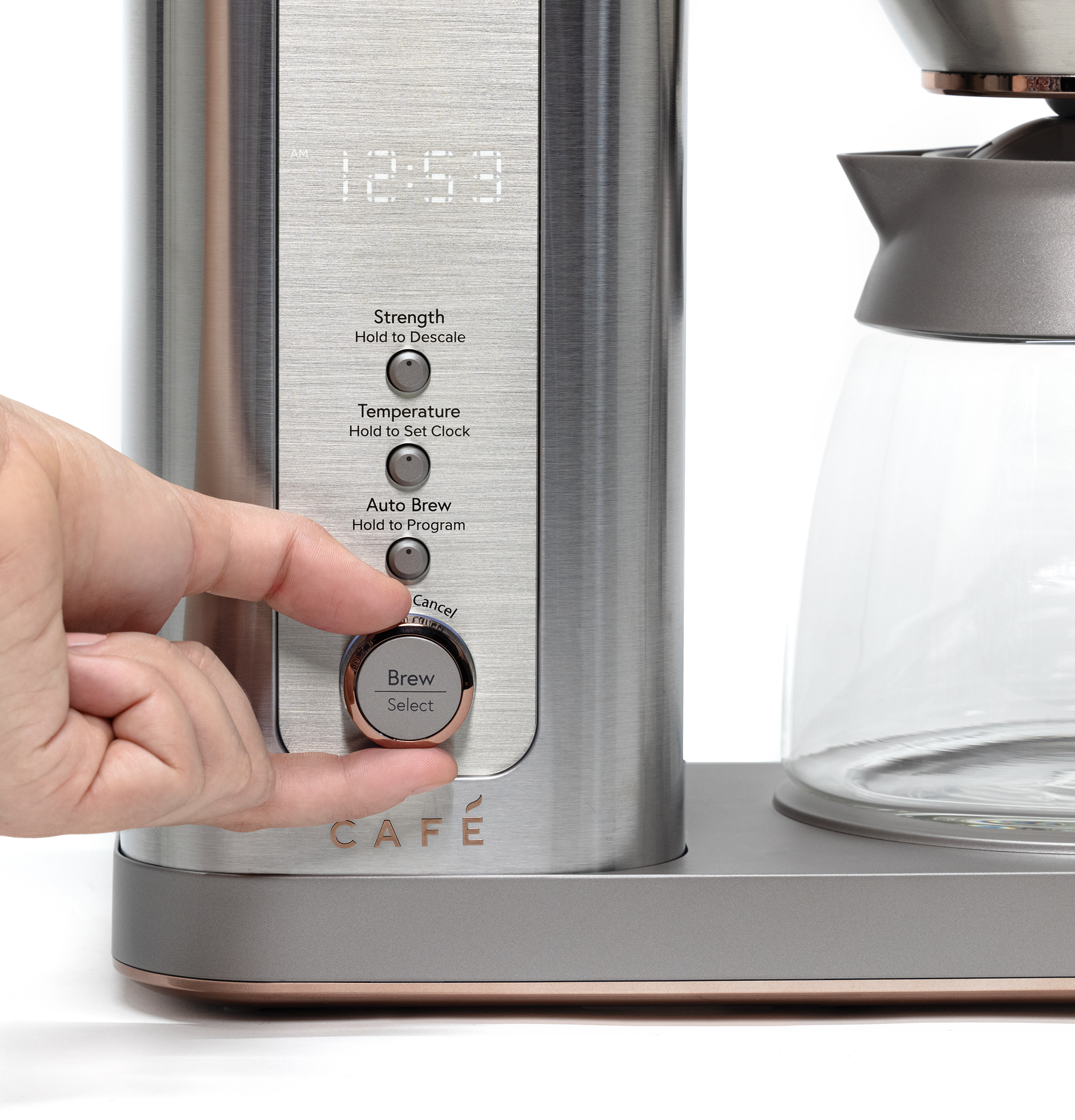 Brew smooth, flavorful coffee with the CAFÉ™ Specialty Drip Coffee Maker. Featuring a glass carafe, SCA certification, and precision controls for strength and temperature, it combines high pe C7CDABS2RS3