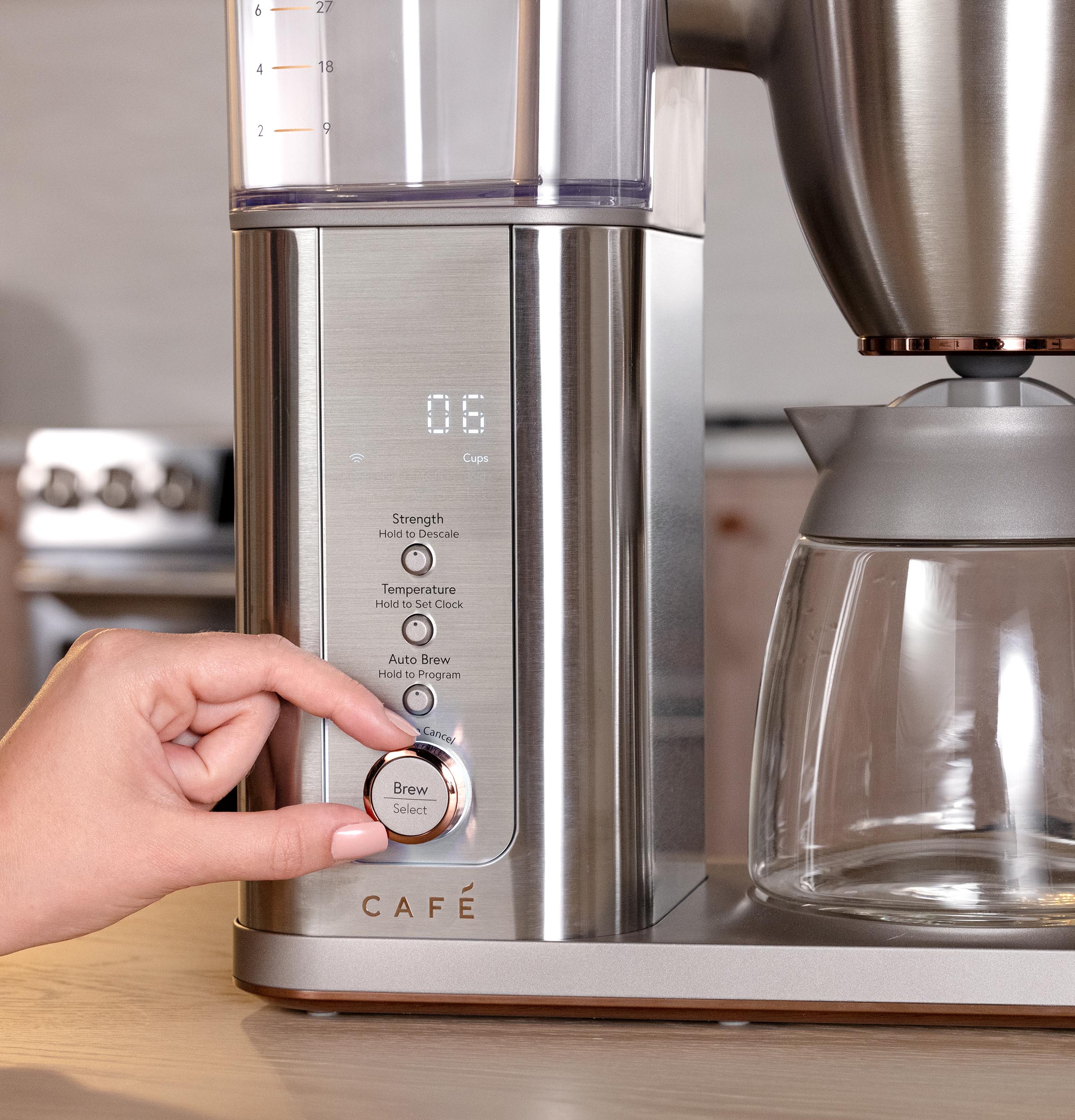 Brew smooth, flavorful coffee with the CAFÉ™ Specialty Drip Coffee Maker. Featuring a glass carafe, SCA certification, and precision controls for strength and temperature, it combines high pe C7CDABS2RS3