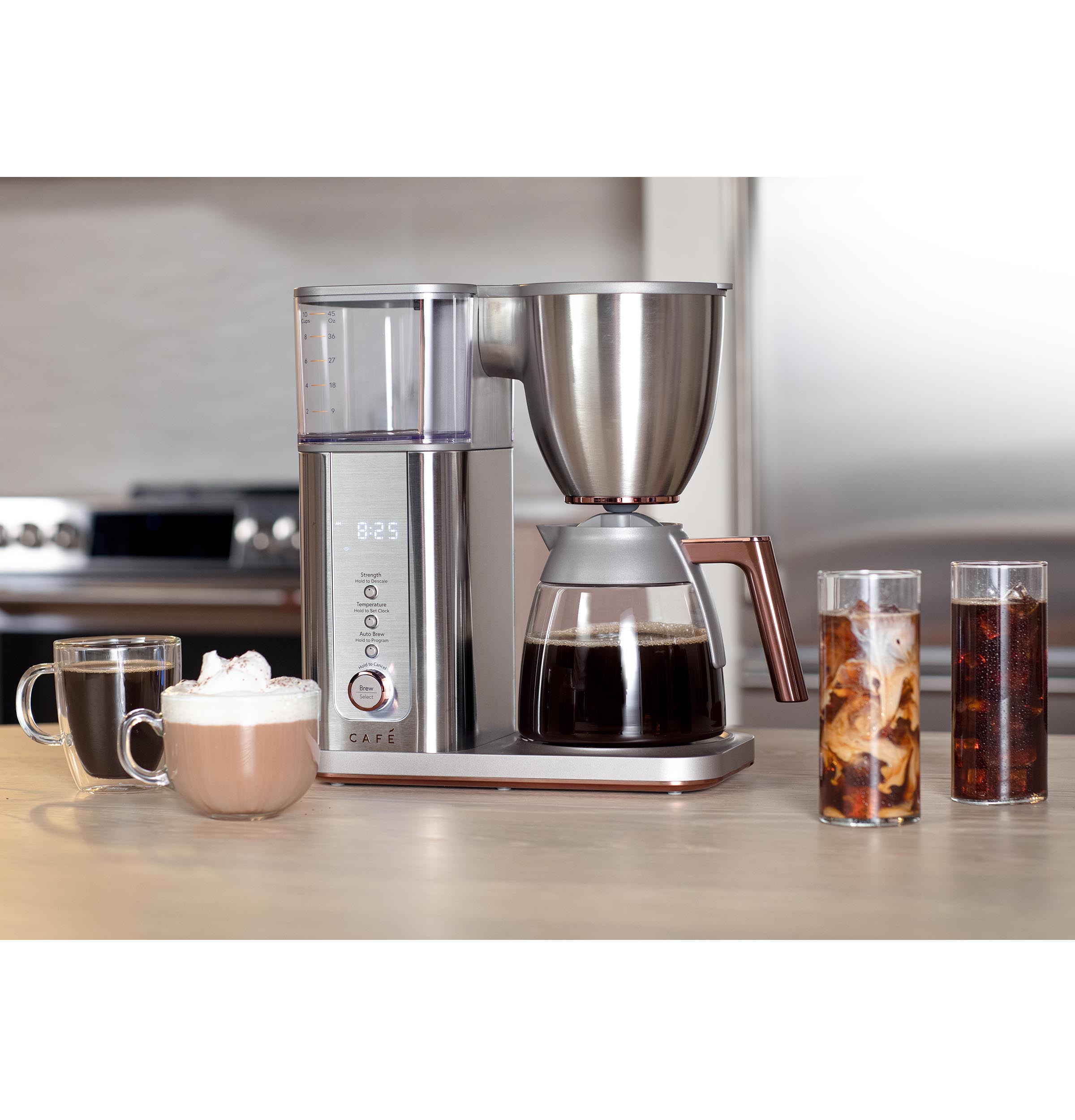 Brew smooth, flavorful coffee with the CAFÉ™ Specialty Drip Coffee Maker. Featuring a glass carafe, SCA certification, and precision controls for strength and temperature, it combines high pe C7CDABS2RS3