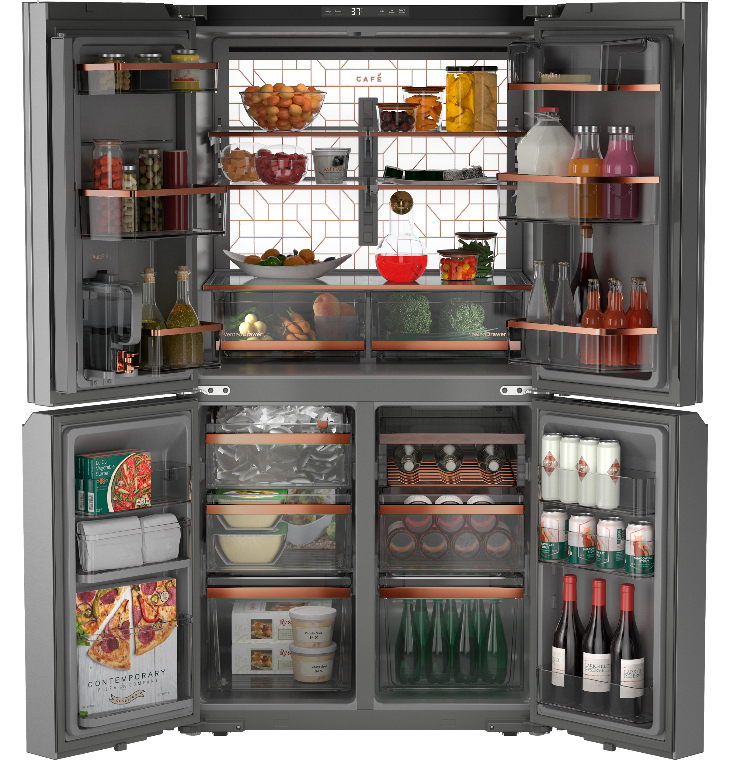 CAFÉ™ ENERGY STAR® 28.3 Cu. Ft. Smart Quad-Door Refrigerator in Platinum Glass with Dual-Dispense AutoFill Pitcher view 32