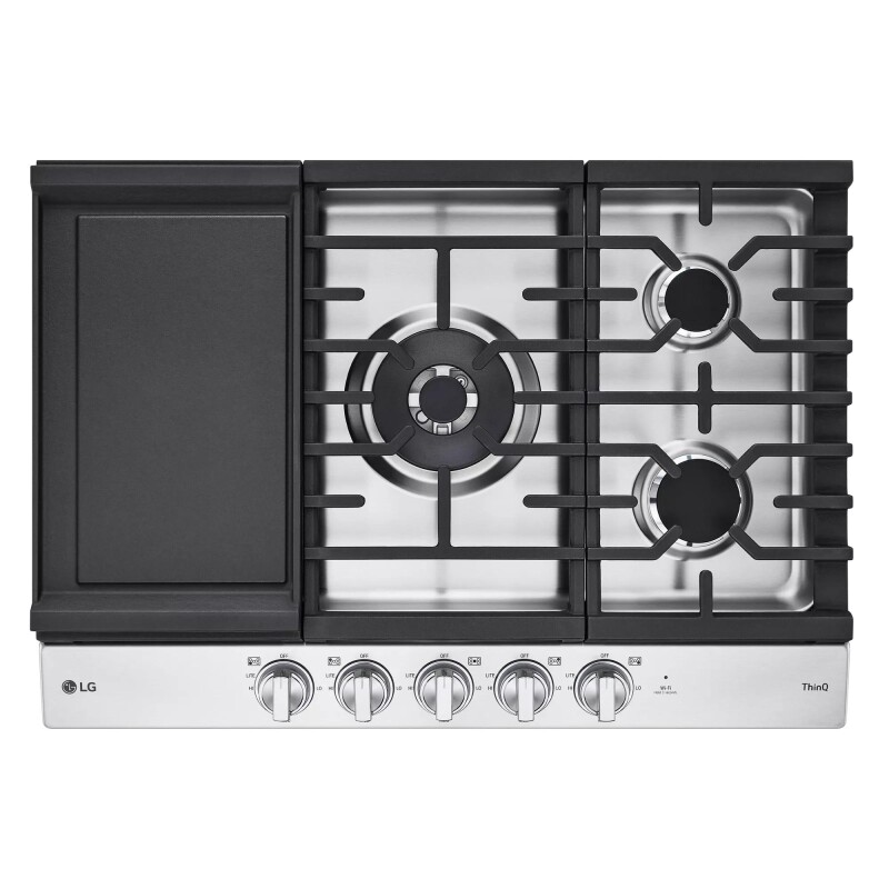 30” Smart Gas Cooktop with UltraHeat™ 22K BTU Dual Burner and LED Knobs view 2