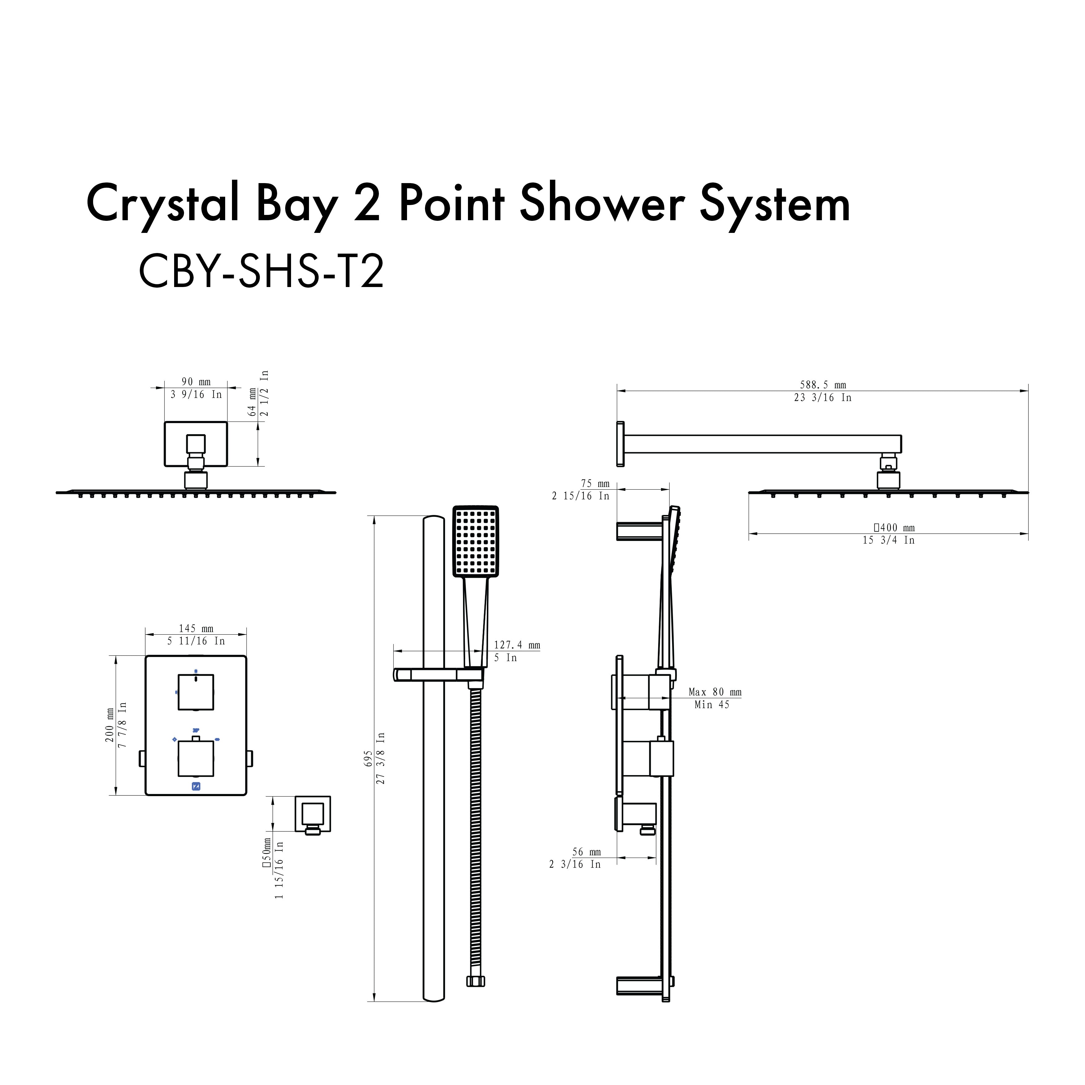 Autograph Edition Crystal Bay Thermostatic Shower System CBYSHST2MB