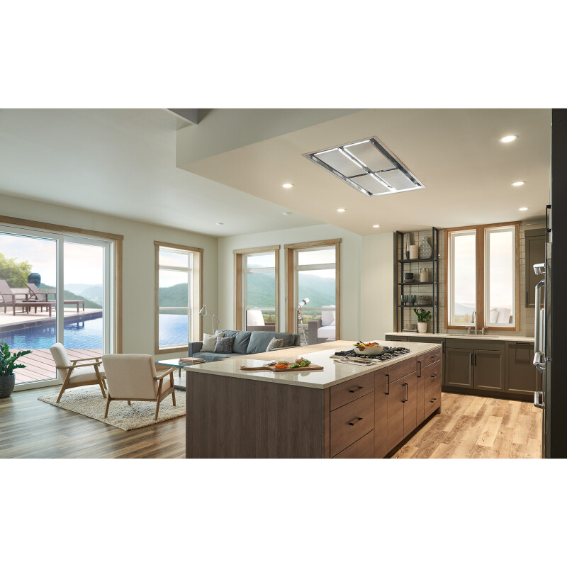 63-inch Brushed Ceiling Mounted Range Hood with LED Light Internal 1500 Max Blower CFM CC34-63 Series CC34IQT63SB