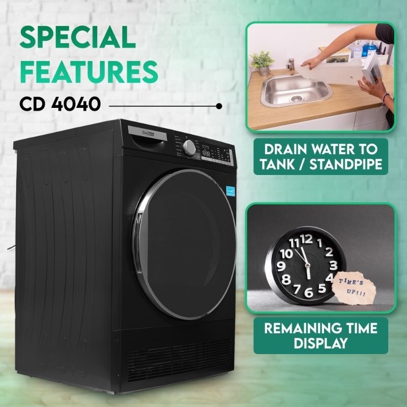 ConServ 4cf Dryer Condensing/Ventless Sanitize LED Display Rev. Door 220V EStar CD4040MATTEBLACK, product image 4 of 18