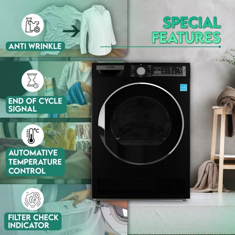 ConServ 4cf Dryer Condensing/Ventless Sanitize LED Display Rev. Door 220V EStar CD4040MATTEBLACK, product image 5 of 18