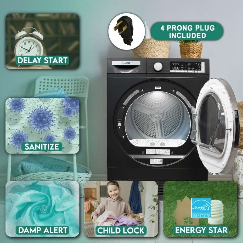 ConServ 4cf Dryer Condensing/Ventless Sanitize LED Display Rev. Door 220V EStar CD4040MATTEBLACK, product image 6 of 18