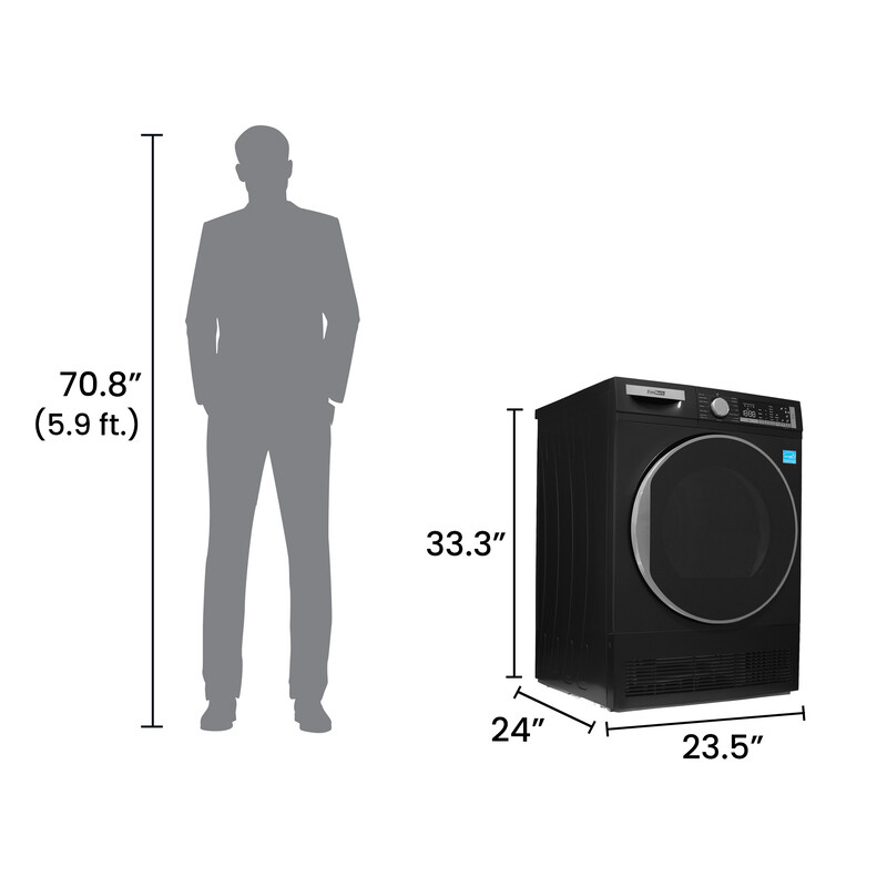 ConServ 4cf Dryer Condensing/Ventless Sanitize LED Display Rev. Door 220V EStar CD4040MATTEBLACK, product image 8 of 18
