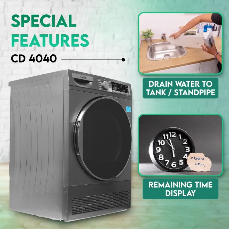 ConServ 4cf Dryer Condensing/Ventless Sanitize LED Display Rev. Door 220V EStar CD4040T, product image 4 of 22