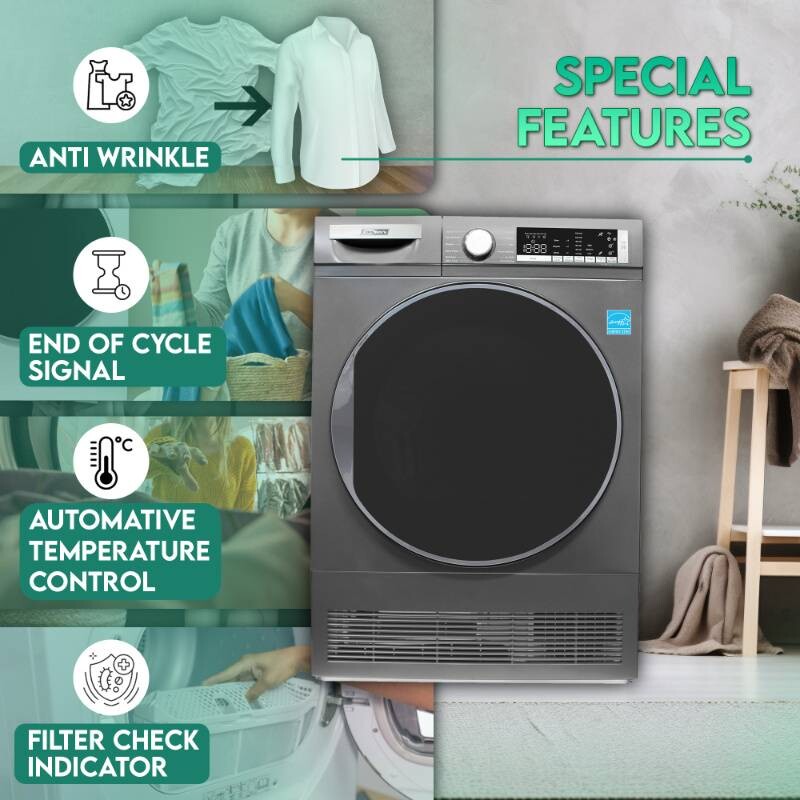 ConServ 4cf Dryer Condensing/Ventless Sanitize LED Display Rev. Door 220V EStar CD4040T, product image 5 of 22