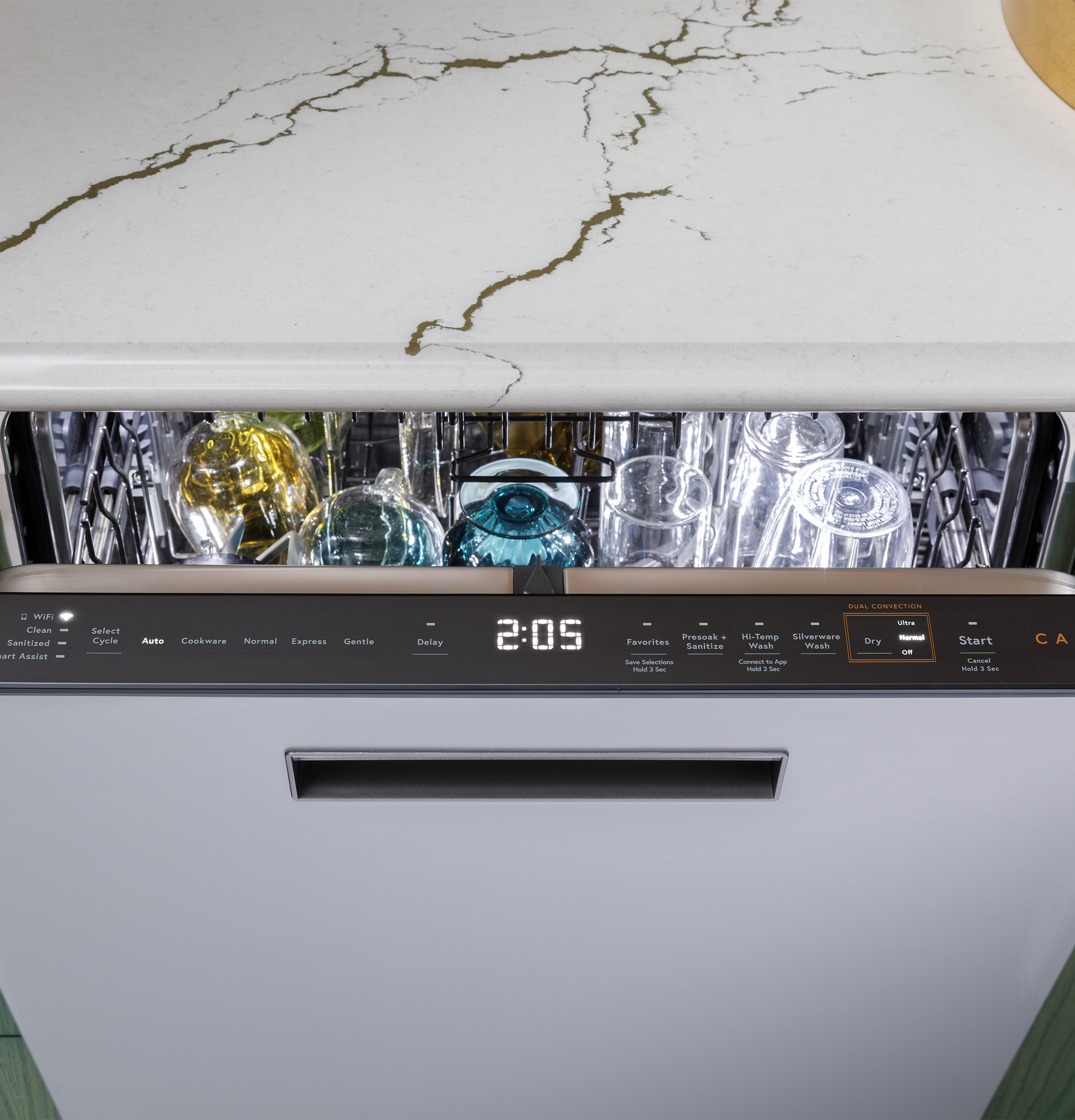 CAFÉ™ CustomFit ENERGY STAR Stainless Interior Smart Dishwasher with Ultra Wash Top Rack and LED Lights, 39 dBA in Platinum Glass view 34