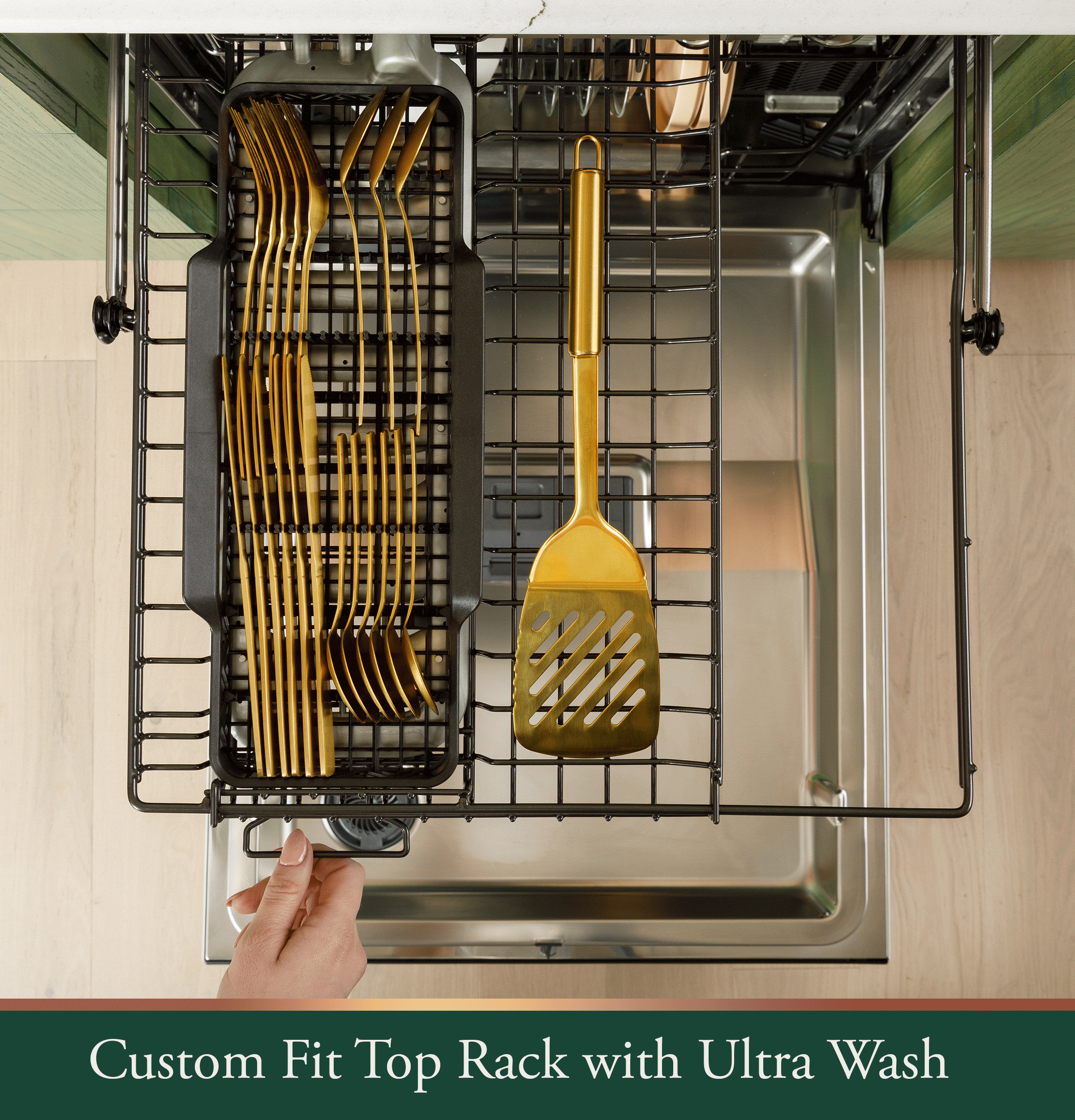 CAFÉ™ CustomFit ENERGY STAR Stainless Interior Smart Dishwasher with Ultra Wash Top Rack and LED Lights, 39 dBA in Platinum Glass view 17