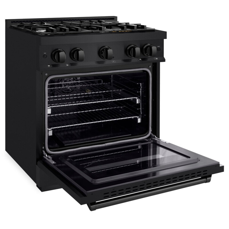 30 In. 4.2 Cu. Ft. Classic Dual Fuel Range With 4 Burner Gas Cooktop And Electric Convection Oven In Black Stainless Steel CDRB30