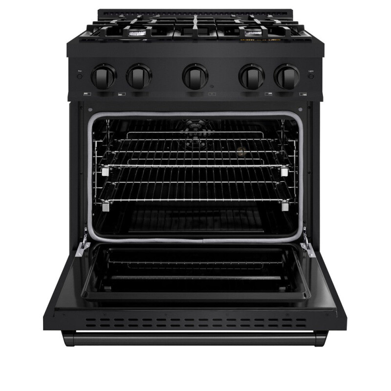 30 In. 4.2 Cu. Ft. Classic Dual Fuel Range With 4 Burner Gas Cooktop And Electric Convection Oven In Black Stainless Steel CDRB30