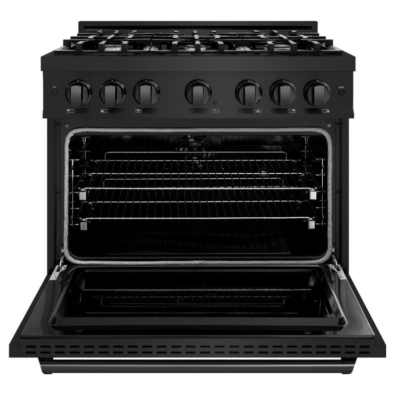 36 In. 5.2 Cu. Ft. Classic Dual Fuel Range With 6 Burner Gas Cooktop And Electric Convection Oven In Black Stainless Steel CDRB36