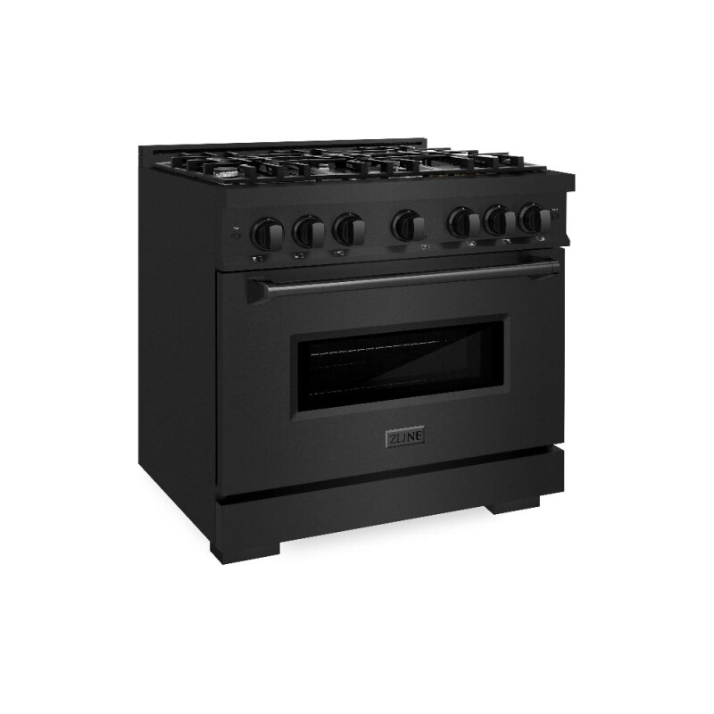 ZLINE 36 in. 5.2 cu. ft. Classic Dual Fuel Range with 6 Burner Gas Cooktop and Electric Convection Oven in Black Stainless Steel (CDRB-36) CDRB36