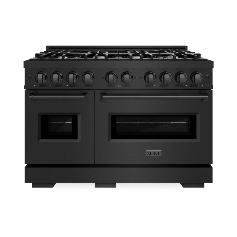 48 In. 6.7 Cu. Ft. Classic Double Oven Dual Fuel Range With 8 Burner Gas Cooktop In Black Stainless Steel CDRB48