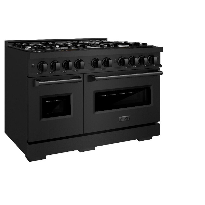 48 In. 6.7 Cu. Ft. Classic Double Oven Dual Fuel Range With 8 Burner Gas Cooktop In Black Stainless Steel CDRB48