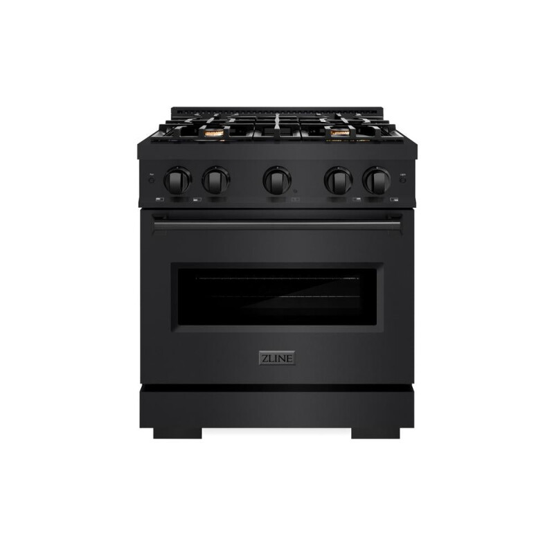 30 In. 4.2 Cu. Ft. Classic Dual Fuel Range With Gas Cooktop And Electric Convection Oven In Black Stainless Steel With 4 Brass Burners CDRBBR30