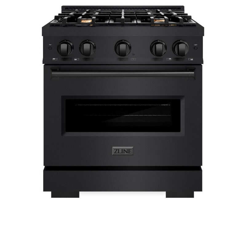 30 In. 4.2 Cu. Ft. Classic Dual Fuel Range With Gas Cooktop And Electric Convection Oven In Black Stainless Steel With 4 Brass Burners CDRBBR30