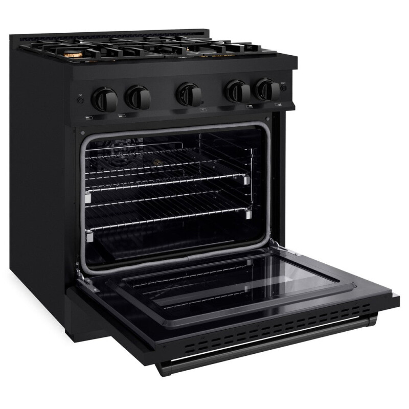 30 In. 4.2 Cu. Ft. Classic Dual Fuel Range With Gas Cooktop And Electric Convection Oven In Black Stainless Steel With 4 Brass Burners CDRBBR30