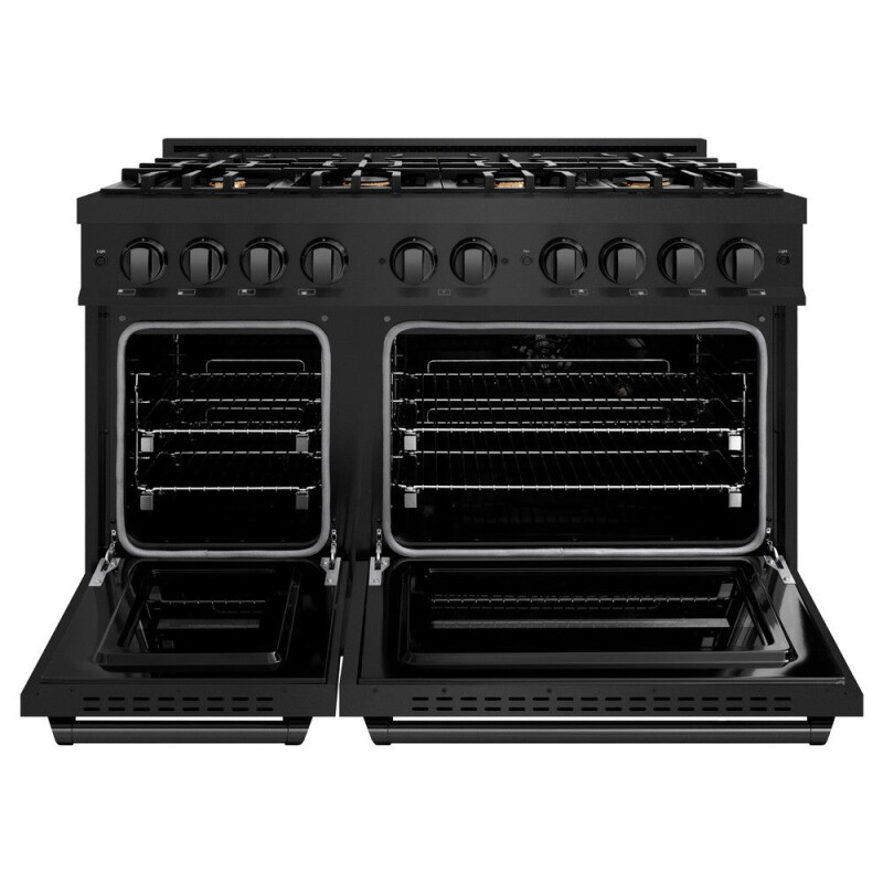 48 In. 6.7 Cu. Ft. Classic Double Oven Dual Fuel Range In Black Stainless Steel With 8 Brass Burners CDRBBR48