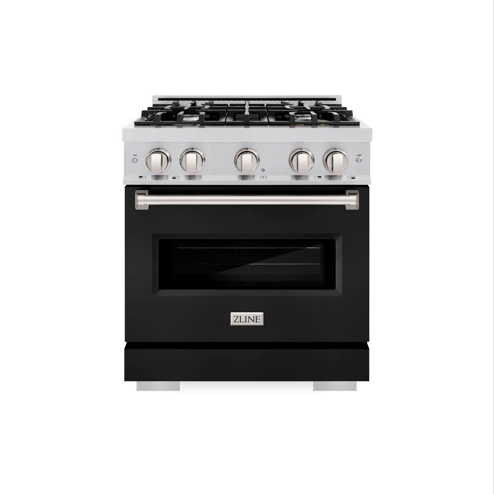 30 In. 4.2 Cu. Ft. Classic Dual Fuel Range With 4 Burner Gas Cooktop And Electric Convection Oven In Stainless Steel With Black Matte Door CDRBLM30
