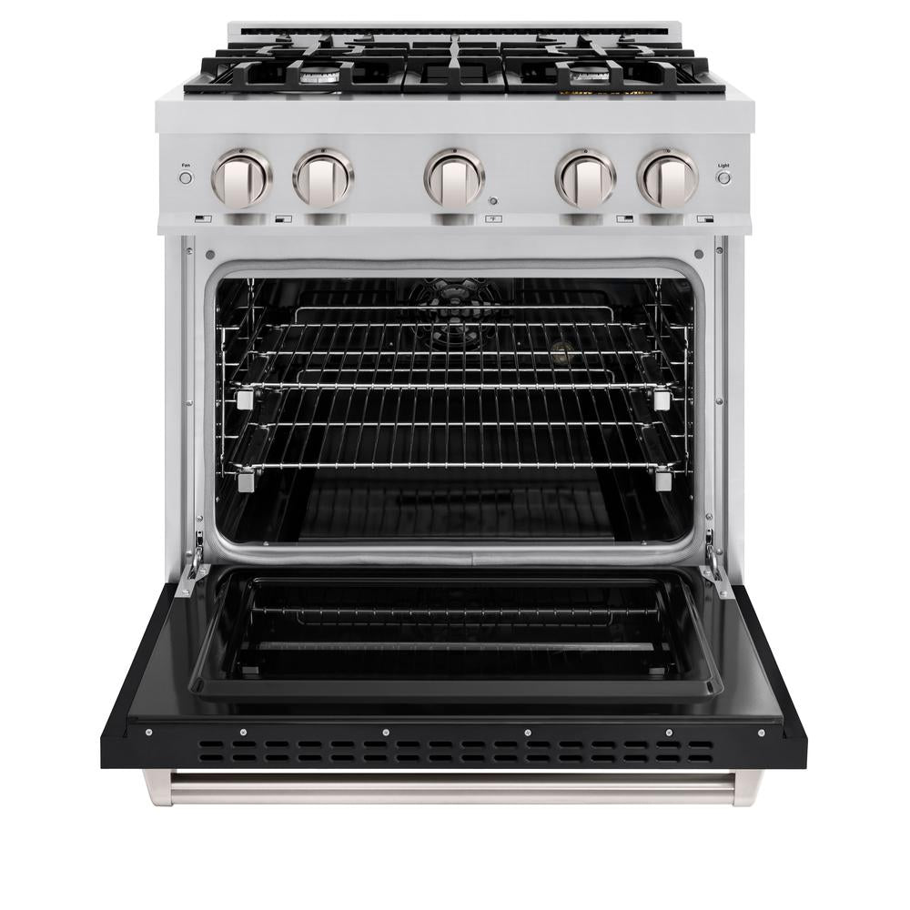 30 In. 4.2 Cu. Ft. Classic Dual Fuel Range With 4 Burner Gas Cooktop And Electric Convection Oven In Stainless Steel With Black Matte Door CDRBLM30