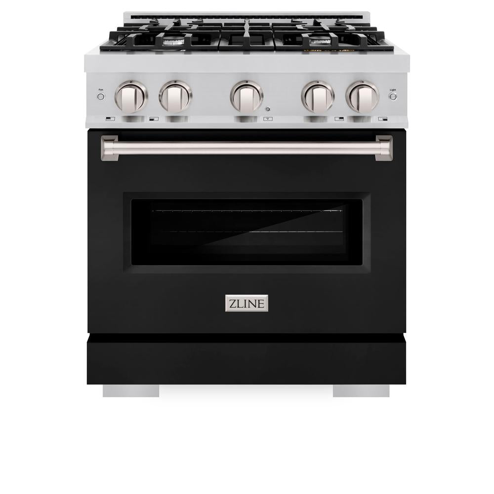 30 In. 4.2 Cu. Ft. Classic Dual Fuel Range With 4 Burner Gas Cooktop And Electric Convection Oven In Stainless Steel With Black Matte Door CDRBLM30
