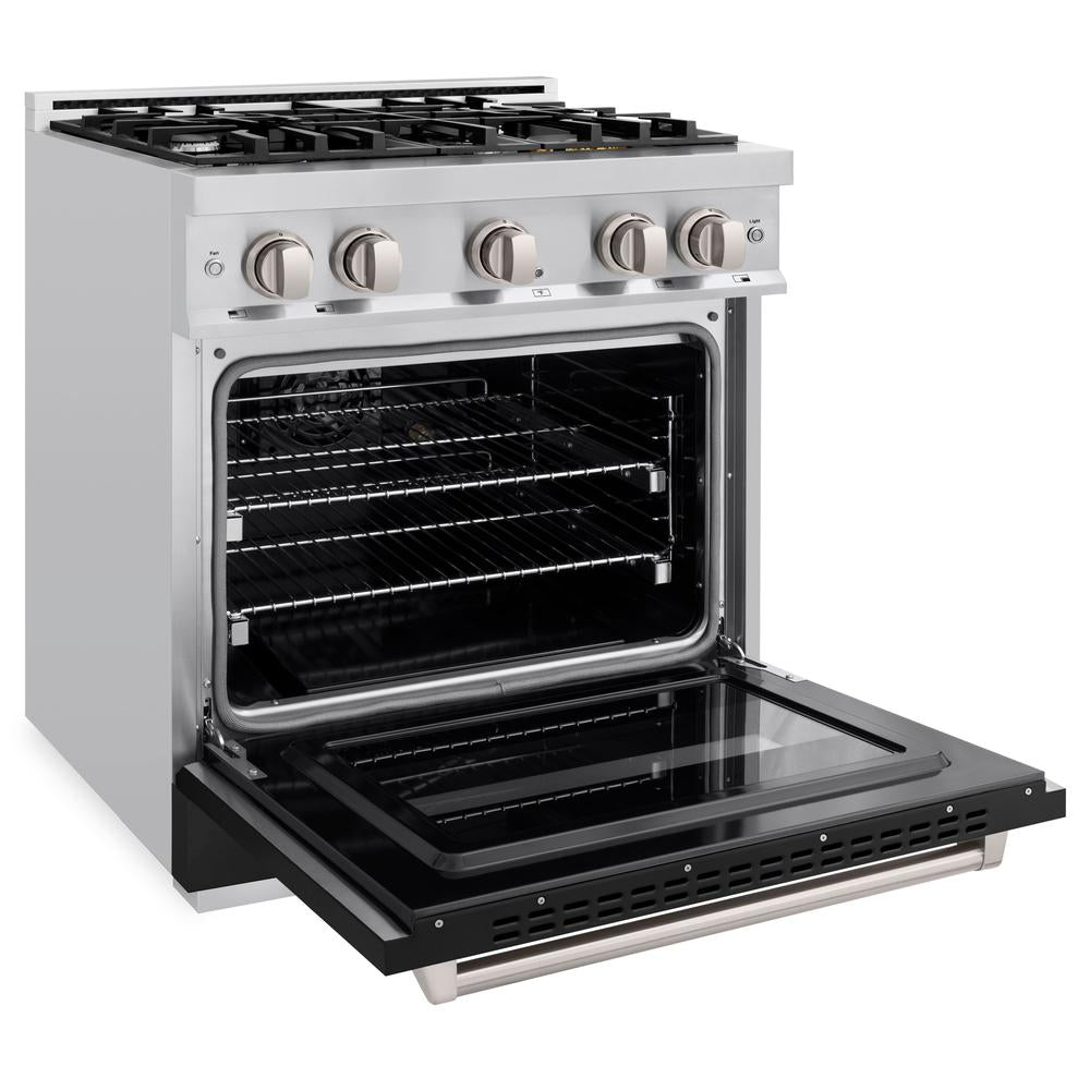 30 In. 4.2 Cu. Ft. Classic Dual Fuel Range With 4 Burner Gas Cooktop And Electric Convection Oven In Stainless Steel With Black Matte Door CDRBLM30