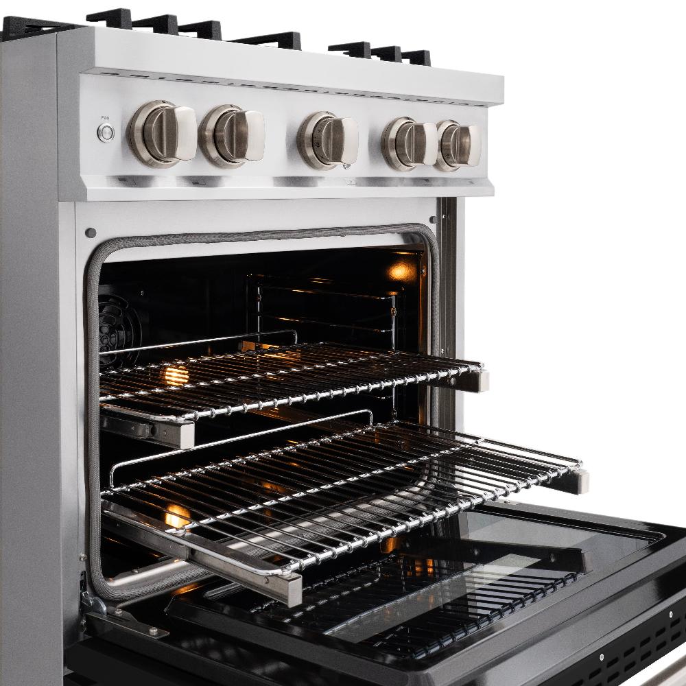 30 In. 4.2 Cu. Ft. Classic Dual Fuel Range With 4 Burner Gas Cooktop And Electric Convection Oven In Stainless Steel With Black Matte Door CDRBLM30