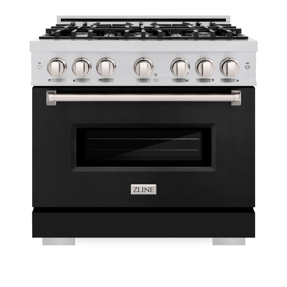36 In. 5.2 Cu. Ft. Classic Dual Fuel Range With 6 Burner Gas Cooktop And Electric Convection Oven In Stainless Steel With Black Matte Door CDRBLM36